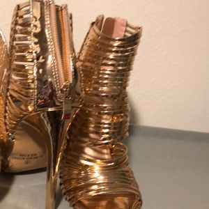 Metallic Gold Strappy Booties